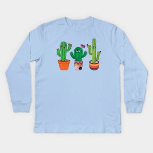 Brown Thumb Cactus Kids Long Sleeve T-Shirt